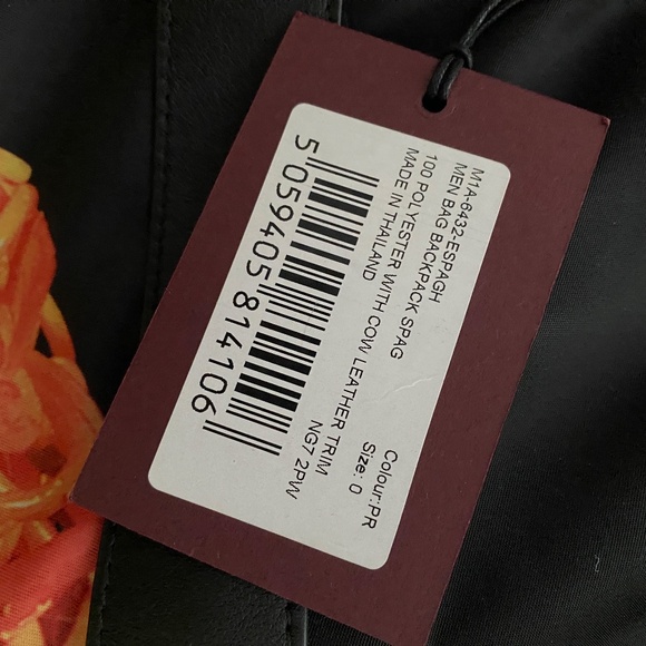 NWT PAUL SMITH 50th Anniversary Spaghetti Print Drawstring Backpack Black - Picture 7 of 13